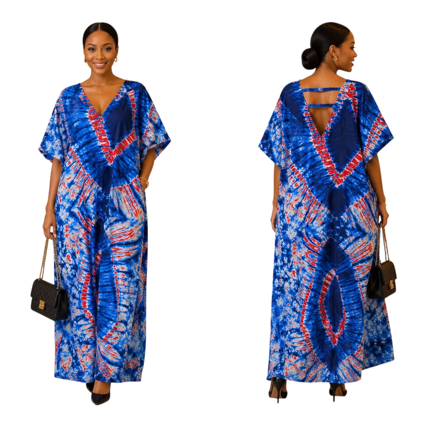 CRZ Bloom Ankara Long Gown With Double Back Band