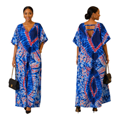 CRZ Bloom Ankara Long Gown With Double Back Band