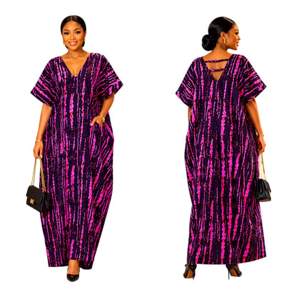 CRZ Bloom Ankara Long Gown With Double Back Band