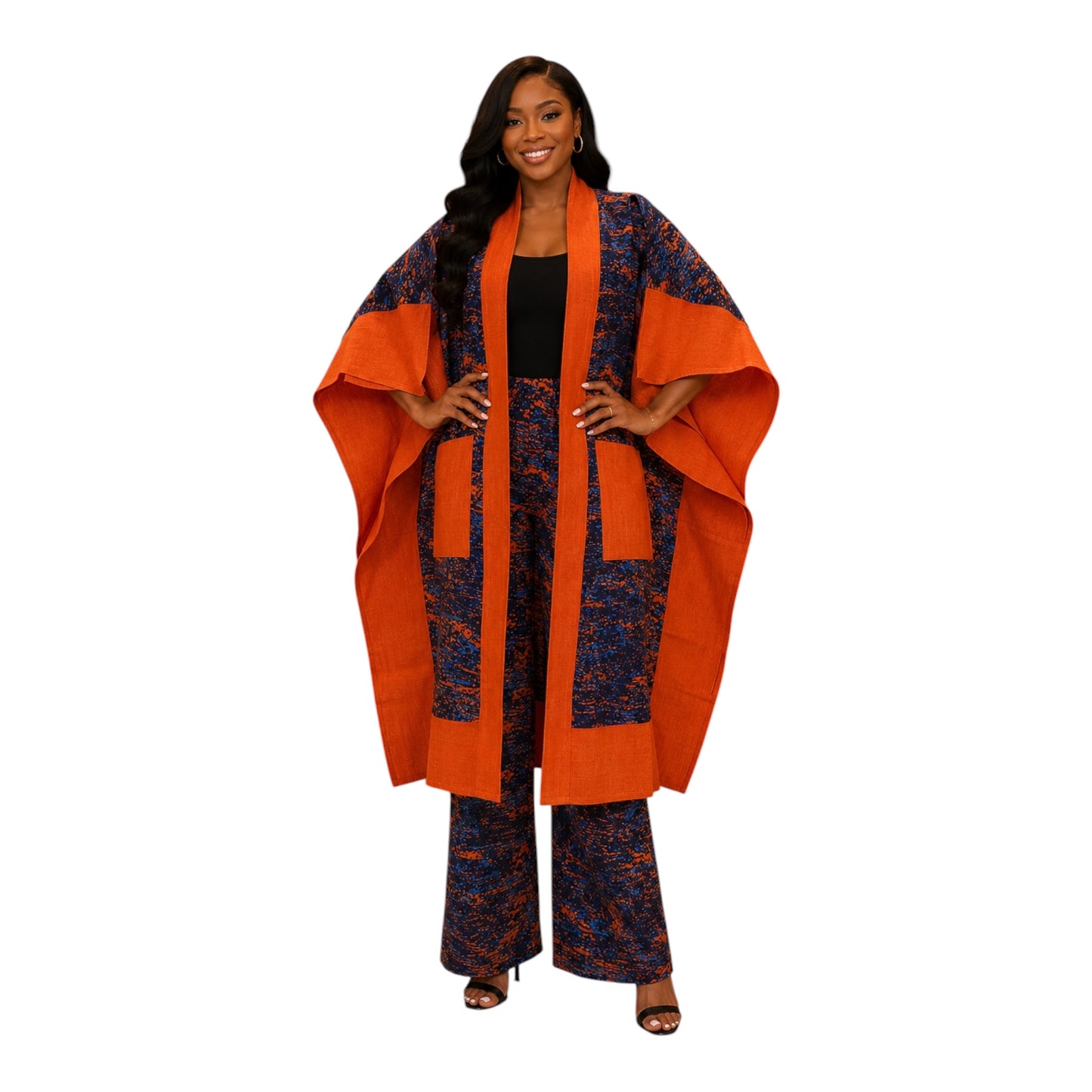 CRZ Royal Apparel Ankara Kimono Jacket and Pant Set With Zipper