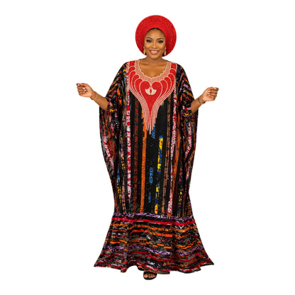Crescenza African Ankara Patched Long Gown