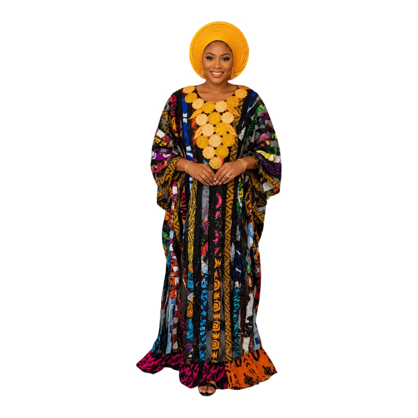 Crescenza African Ankara Patched Long Gown