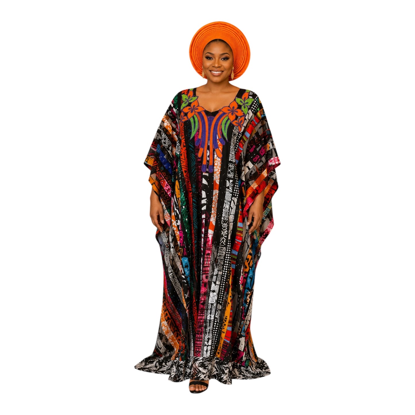 Crescenza African Ankara Patched Long Gown