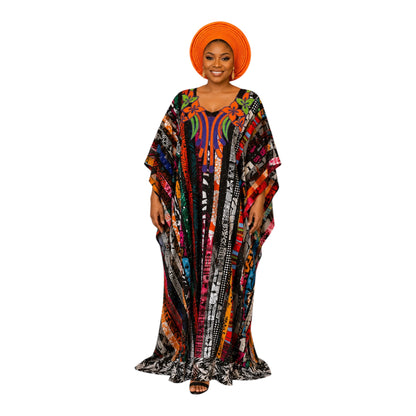 Crescenza African Ankara Patched Long Gown