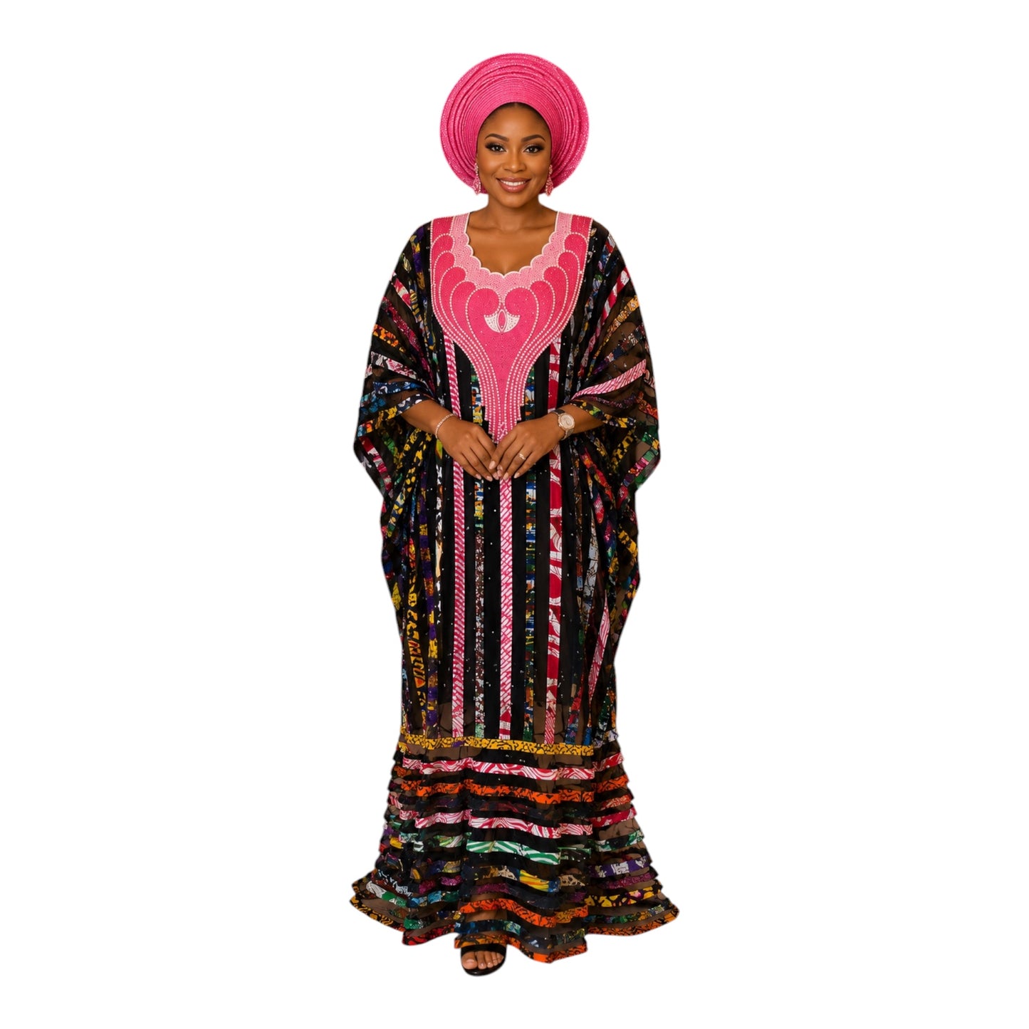 Crescenza African Ankara Patched Long Gown