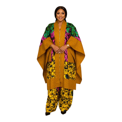 CRZ Royal Apparel Ankara Kimono Jacket and Pant Set With Zipper