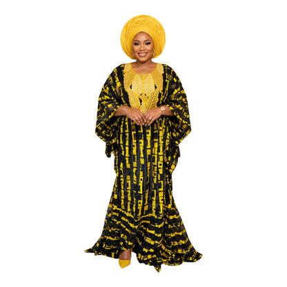 Crescenza African Ankara Patched Long Gown