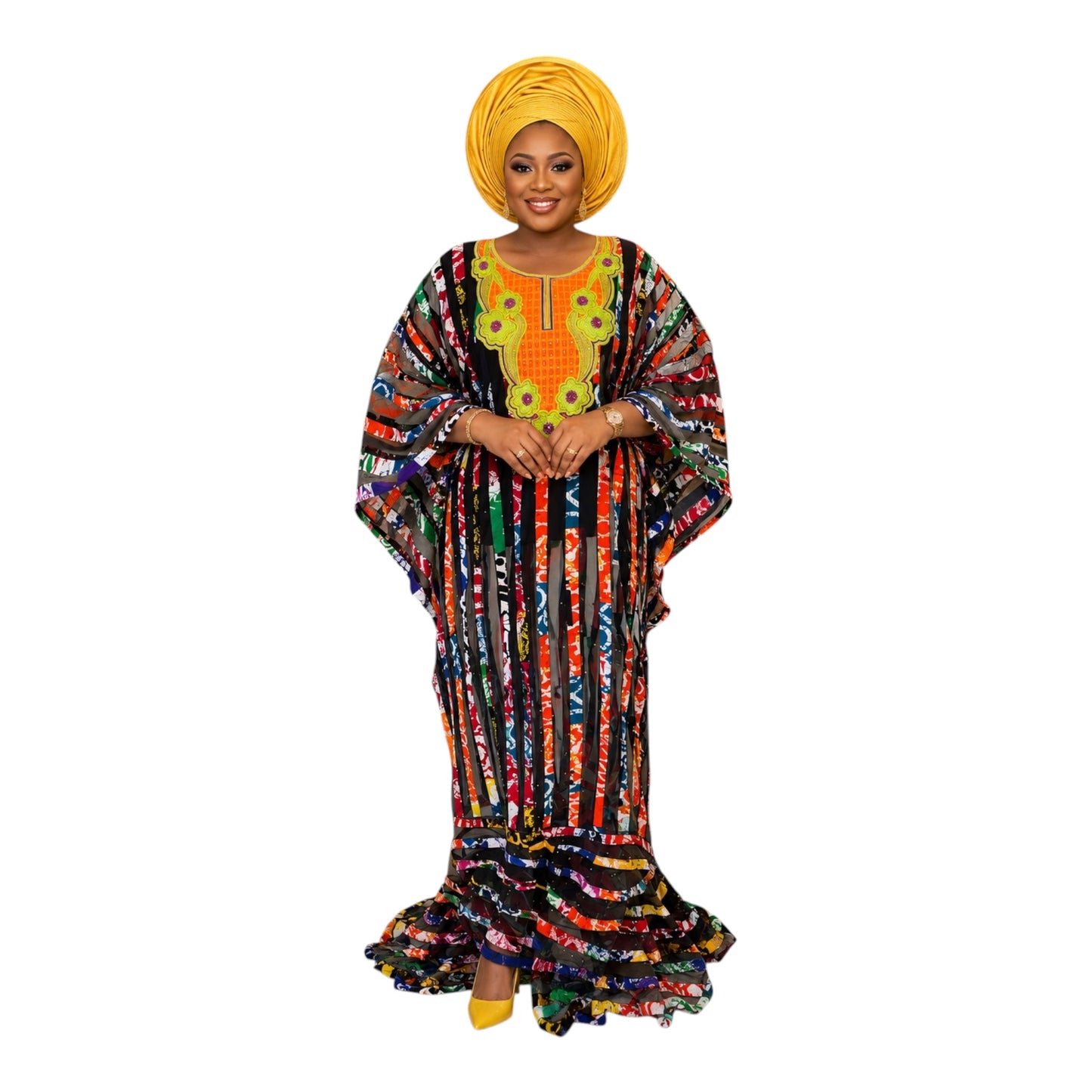 Crescenza African Ankara Patched Long Gown