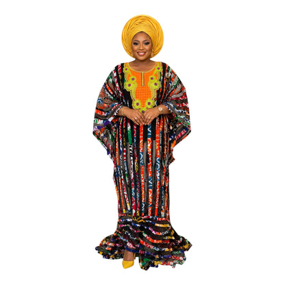 Crescenza African Ankara Patched Long Gown
