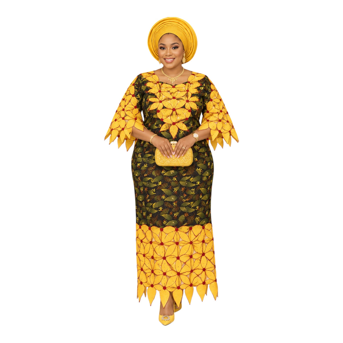 CRZ Elegant Embroidered Ankara Gown