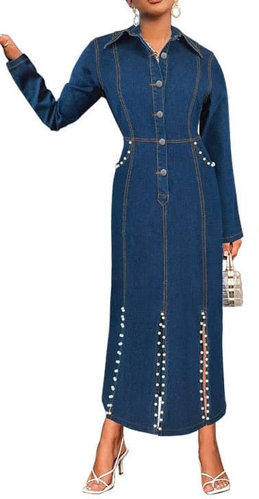 Long Sleeve Jeans Gown