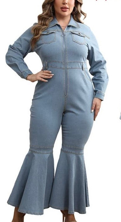 Long Sleeve Female Jeans Jump Suit