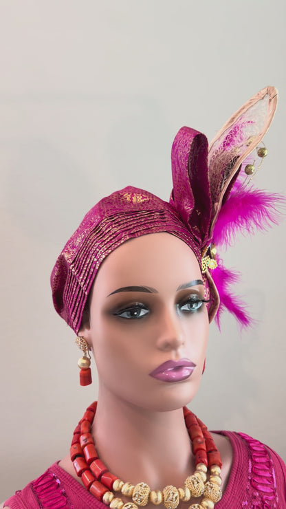 Fuschia Pink Sego Auto Gele