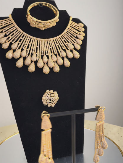 Regal Radiance: Indian Gold-Plated 4-in-1 Jewelry Set